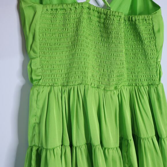 URBAN OUTFITTERS NWT Green Satin Peasant Mini Dress Smocked Women's M -  mordernwear.com